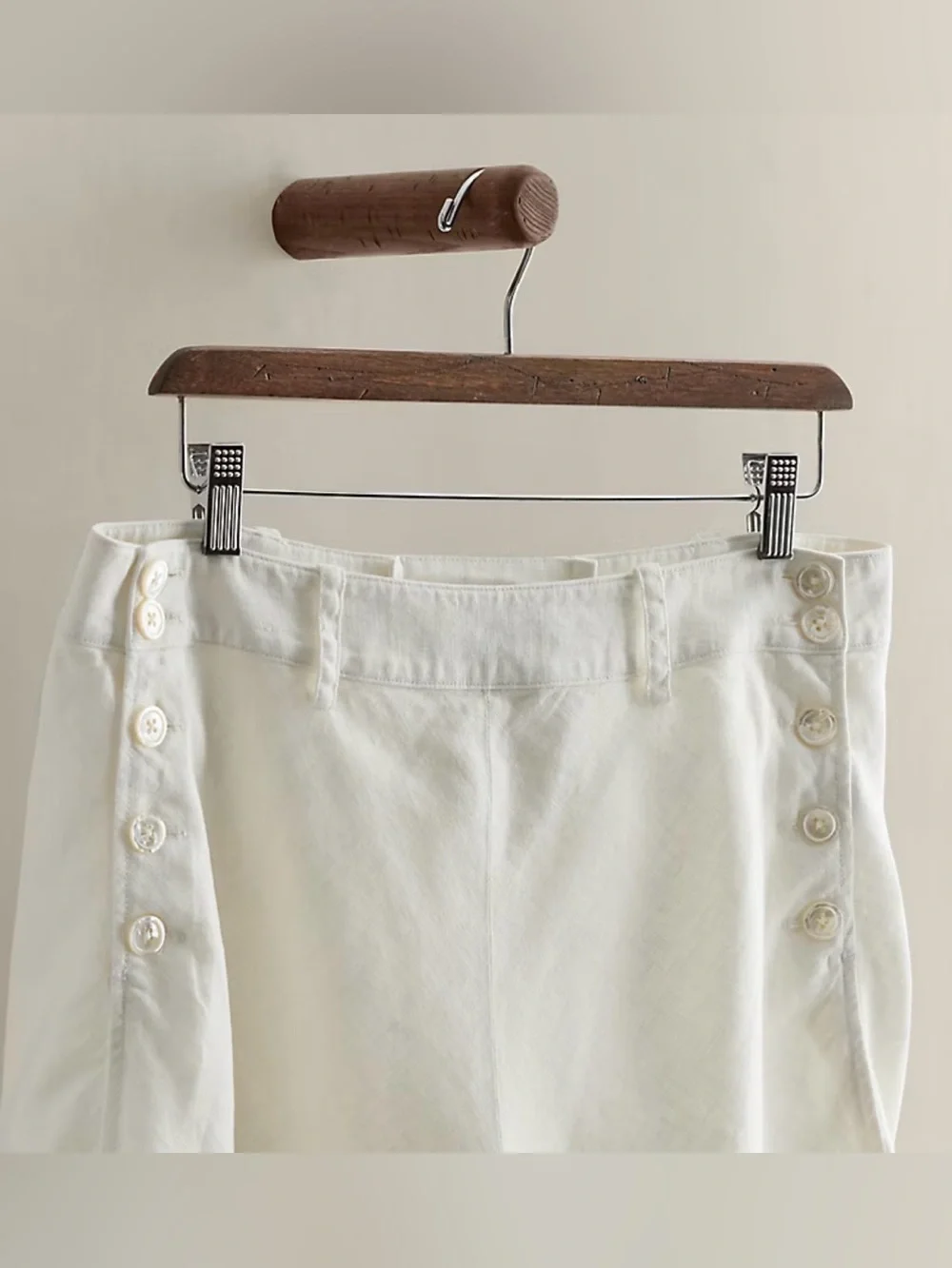 Vintage Rugby Ralph Lauren White Mini Skirt with Side Button and Lace-Up Back
